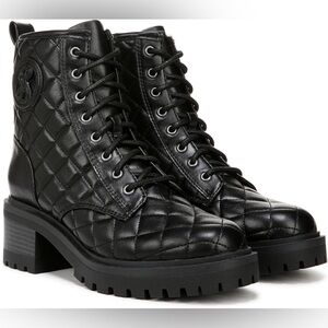 Sam & Libby Black Quilted Lace-Up Boots